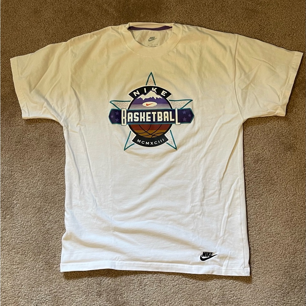 Nike Basketball White Tee with Purple Trim
